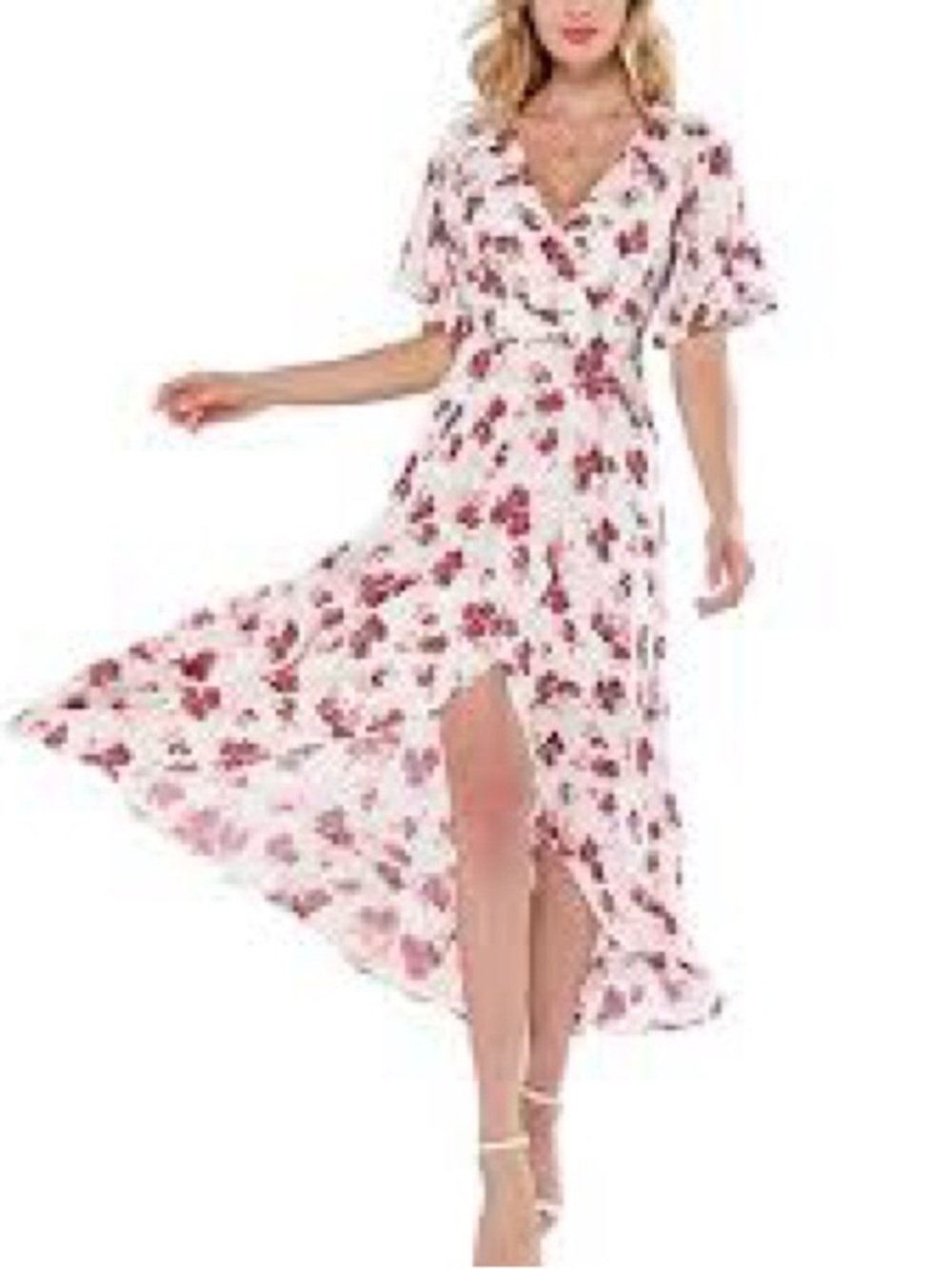 Floral Wrap High-Low Dress